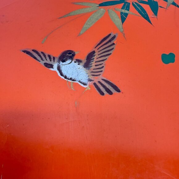 Japanese Lacquered Box and Comb Set Birds Bamboo Vintage Hand Painted MCM - Picture 16 of 16